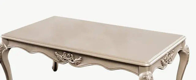Alt view image 3 of 5 - Traditional Style 1pc Coffee Table Curved Legs Carved Detail Design Gold Highlight Champagne Finish