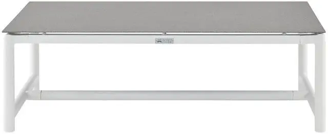 Alt view image 3 of 5 - Crown Aluminum and Teak Wood Outdoor Coffee Table in White and Gray