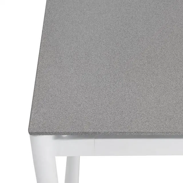Alt view image 4 of 5 - Crown Aluminum and Teak Wood Outdoor Coffee Table in White and Gray