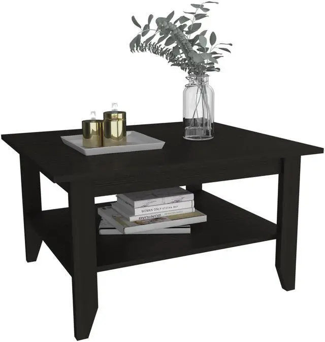 Alt view image 5 of 7 - Essential Coffee Table, One Shelf, Four Legs -Black