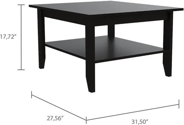 Alt view image 4 of 7 - Essential Coffee Table, One Shelf, Four Legs -Black