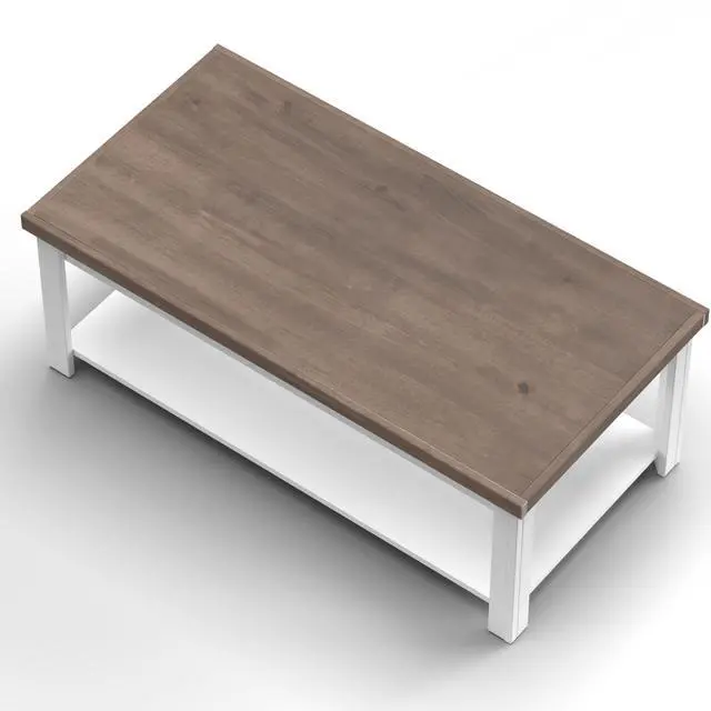 Alt view image 4 of 7 - 48 inch Hampton Coffee Table, No Assembly Required, Jasmine Whitewash and Barnwood Finish