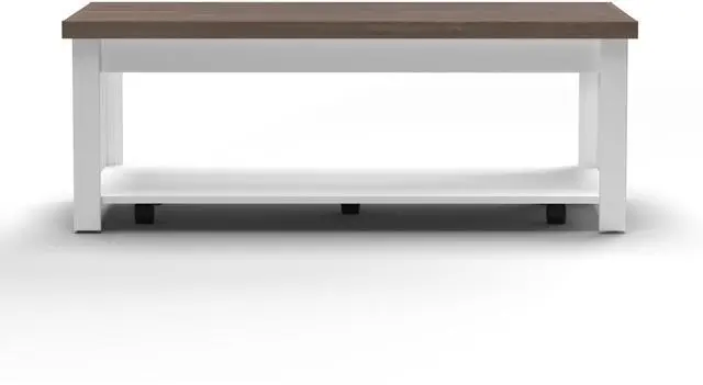 Alt view image 6 of 7 - 48 inch Hampton Coffee Table, No Assembly Required, Jasmine Whitewash and Barnwood Finish