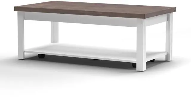 Alt view image 7 of 7 - 48 inch Hampton Coffee Table, No Assembly Required, Jasmine Whitewash and Barnwood Finish
