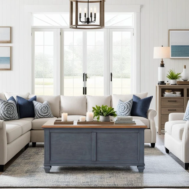Main image of 40 inch Lift-Top Coffee Table, No Assembly Required, Corduroy Blue Finish