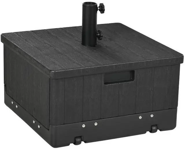Main image of Outsunny 3-in-1 Outdoor Umbrella Base, Coffee End Table, Flower Box Planter, 175lbs Capacity Patio Umbrella Stand Table with Wheels and Handles, Black