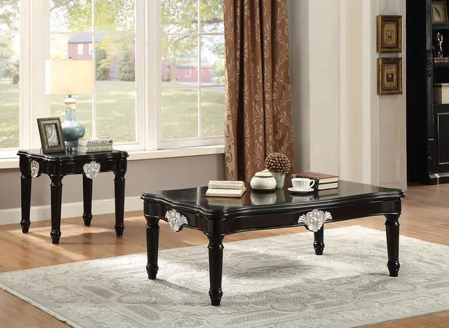 Alt view image 5 of 6 - Black Coffee Table with Turned Legs