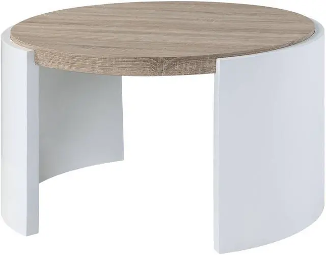 Alt view image 2 of 7 - Oak and White High Gloss 1-Drawer Coffee Table