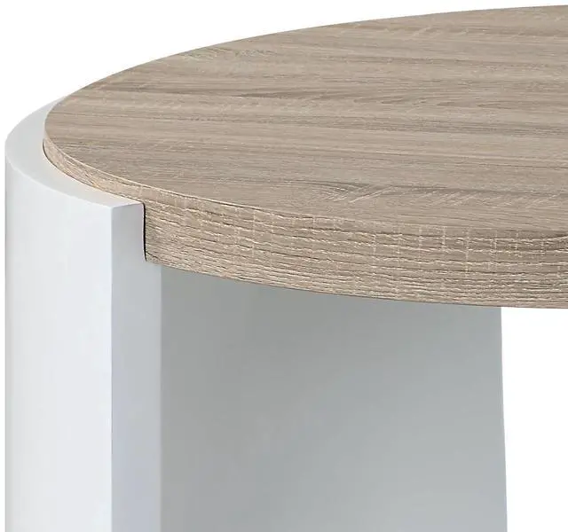 Alt view image 6 of 7 - Oak and White High Gloss 1-Drawer Coffee Table