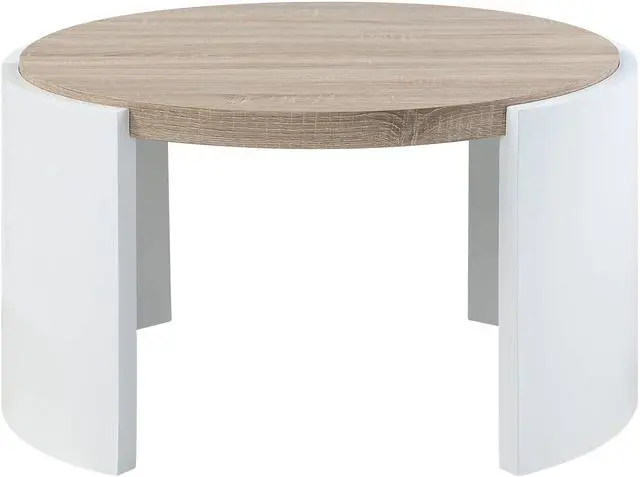 Alt view image 3 of 7 - Oak and White High Gloss 1-Drawer Coffee Table