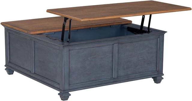 Alt view image 3 of 7 - 40 inch Lift-Top Coffee Table, No Assembly Required, Corduroy Blue Finish