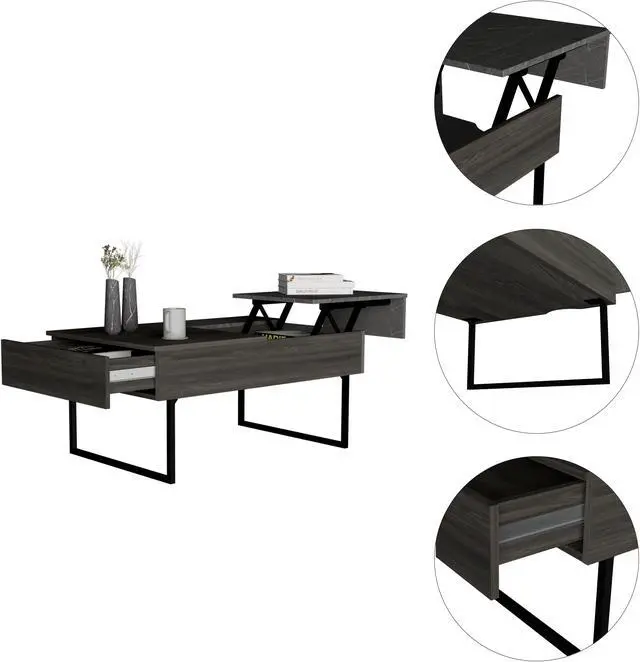 Alt view image 7 of 7 - Beyond Lift Top Coffee, Two Legs, One Drawer -Espresso / Onyx