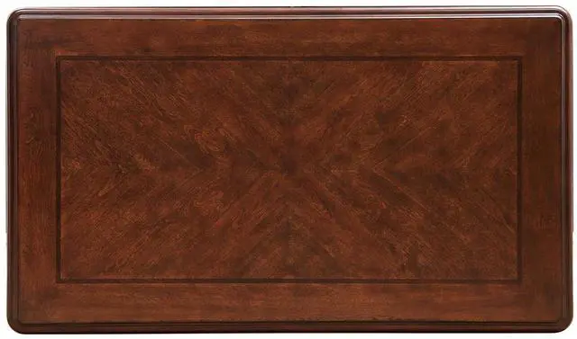 Alt view image 3 of 7 - Rich Tobacco Finish Traditional Style 1pc Rectangle Coffee Table Curved Legs Carved Details Design With Gold Highlight Elegant Look Solid Wood Structure