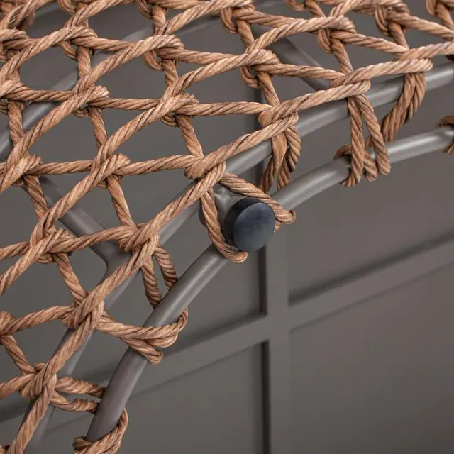 Alt view image 6 of 7 - Willow 40.5" Oval Woven Patio Coffee Table, Golden Brown Wicker Frame, Wheat Beige