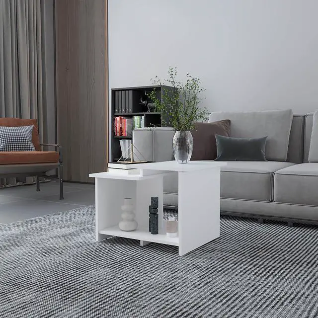 Main image of FM FURNITURE Naco Coffee Table with Open Storage, Melamine Finish, White