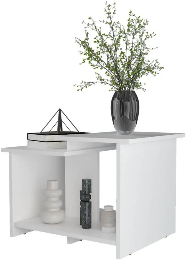Alt view image 4 of 7 - FM FURNITURE Naco Coffee Table with Open Storage, Melamine Finish, White