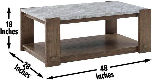 Alt view image 3 of 7 - Libby - Sintered Stone Coffee Table With Casters - Brown