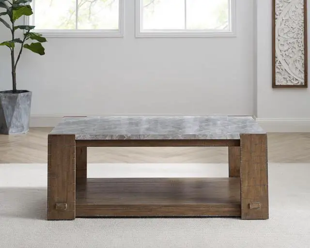 Alt view image 4 of 7 - Libby - Sintered Stone Coffee Table With Casters - Brown