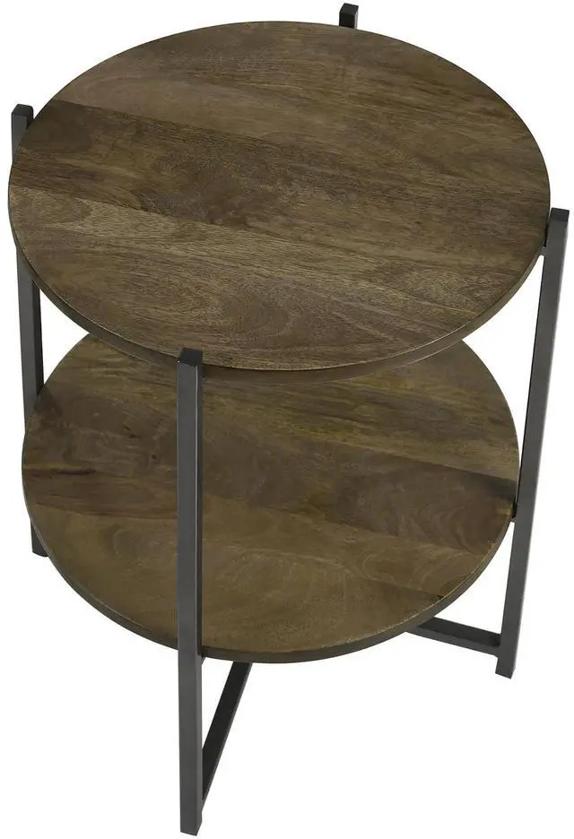 Alt view image 3 of 5 - Natural and Gunmetal Accent Table with Bottom Shelf