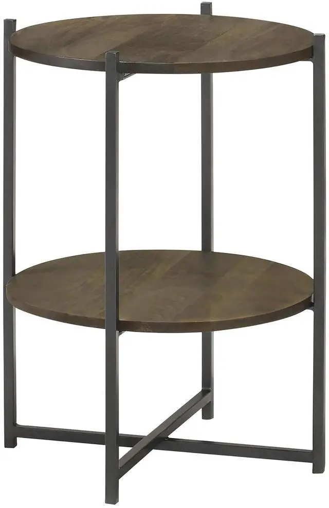Alt view image 2 of 5 - Natural and Gunmetal Accent Table with Bottom Shelf