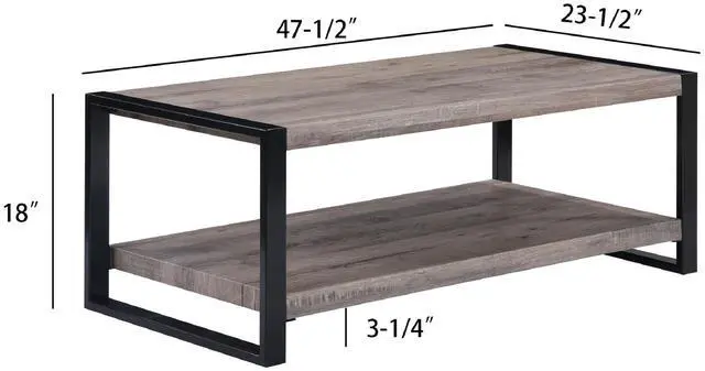 Alt view image 4 of 5 - 1pc Contemporary Coffee Table with Storage Shelf Rustic Brown Finish Living Room Wooden Furniture