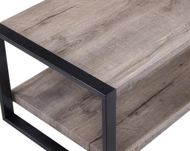 Alt view image 3 of 5 - 1pc Contemporary Coffee Table with Storage Shelf Rustic Brown Finish Living Room Wooden Furniture