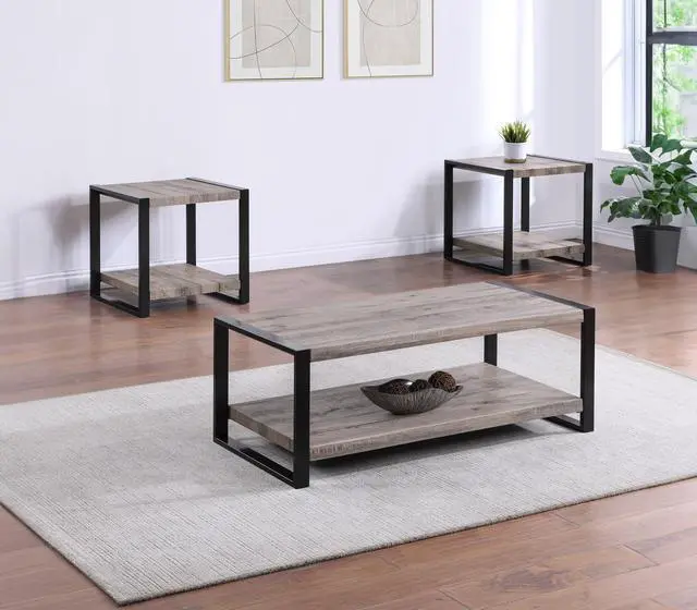 Alt view image 5 of 5 - 1pc Contemporary Coffee Table with Storage Shelf Rustic Brown Finish Living Room Wooden Furniture