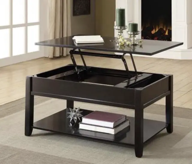Alt view image 4 of 4 - Malachi Black Finish Coffee Table W/Lift Top