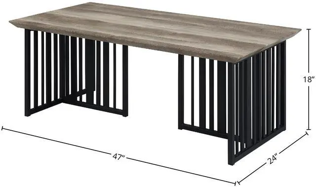 Alt view image 2 of 6 - Zudora Antique Oak & Black Finish Coffee Table
