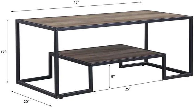 Alt view image 2 of 7 - Idella Rustic Oak & Black Finish Coffee Table