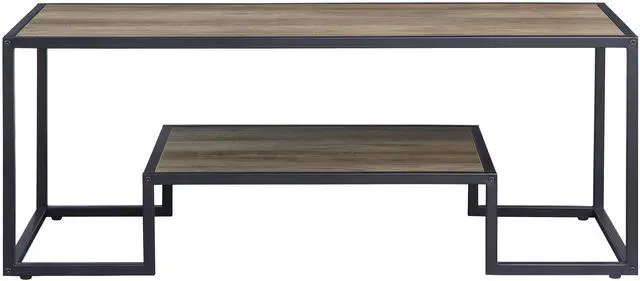 Alt view image 5 of 7 - Idella Rustic Oak & Black Finish Coffee Table
