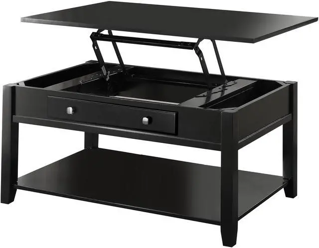 Alt view image 2 of 4 - Malachi Black Finish Coffee Table W/Lift Top