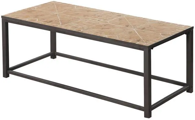 Alt view image 2 of 4 - Coffee Table, Accent, Cocktail, Rectangular, Living Room, 42" L, Brown Tile, Brown Metal, Transitional