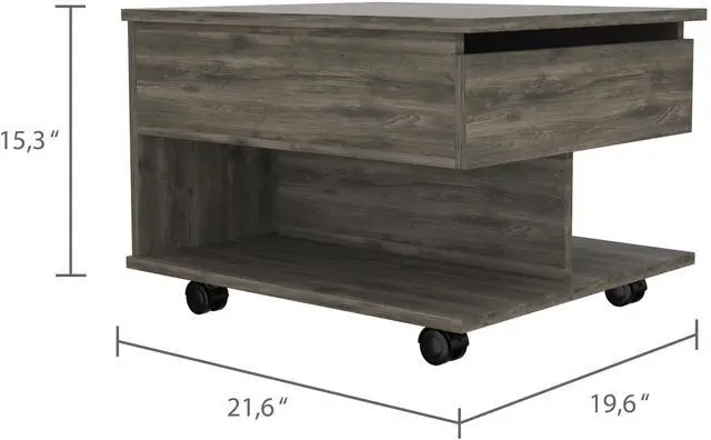 Alt view image 5 of 7 - Dark Brown 1-Drawer 1-Shelf Lift Top Coffee Table