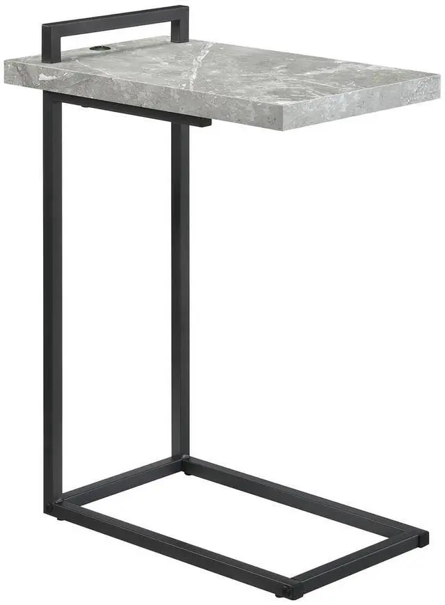 Alt view image 2 of 5 - Grey and Gunmetal C-Table with USB Charging Port