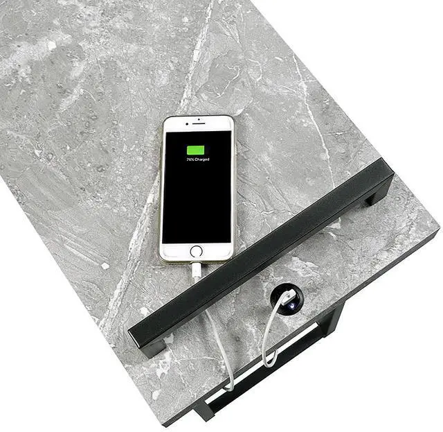 Alt view image 4 of 5 - Grey and Gunmetal C-Table with USB Charging Port