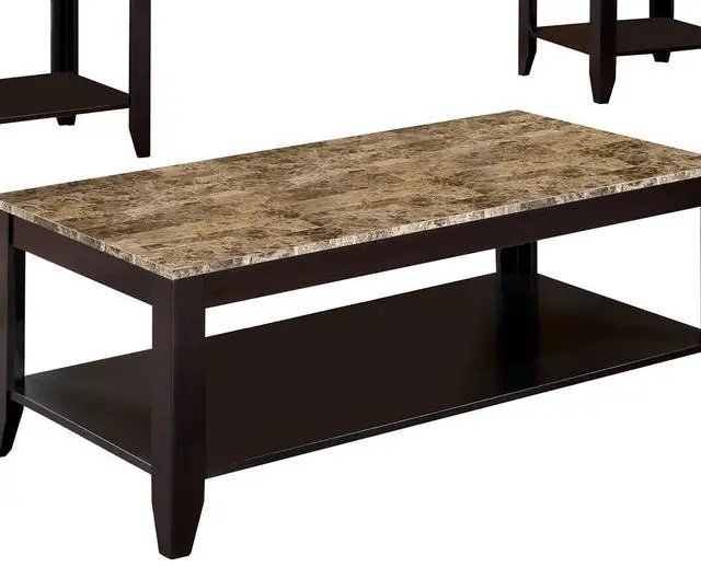 Alt view image 4 of 5 - Cappuccino 3-Piece Faux Marble Top Occasional Set