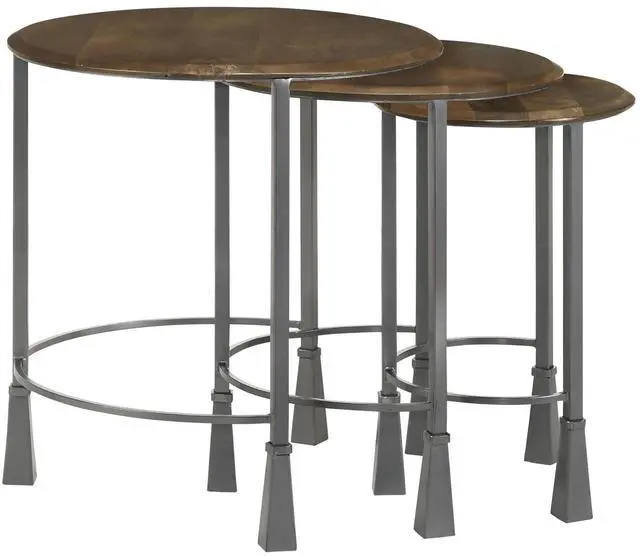 Alt view image 4 of 7 - Natural and Gunmetal 3-Piece Nesting Table