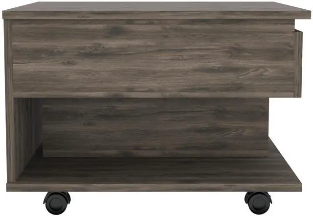 Alt view image 4 of 7 - Dark Brown 1-Drawer 1-Shelf Lift Top Coffee Table