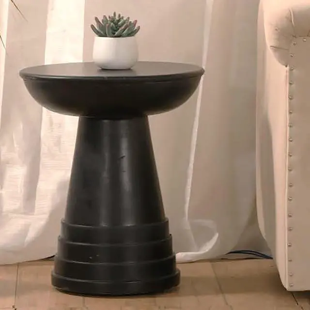 Main image of Classic 16 in. Solid Wood Round Side/End Table, Living Room Sofa Side Table, Home Decor Furniture, Black