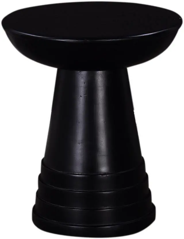 Alt view image 3 of 6 - Classic 16 in. Solid Wood Round Side/End Table, Living Room Sofa Side Table, Home Decor Furniture, Black