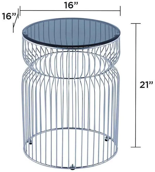 Alt view image 2 of 6 - ET901 Modern Contemporary Metal Nested base and Tinted tempered glass top material 21" Height End Table, Side Table for Living room, Chrome