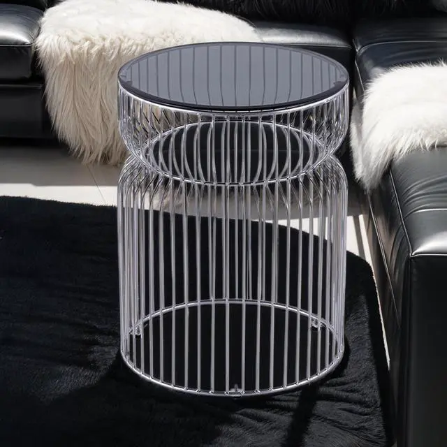 Main image of ET901 Modern Contemporary Metal Nested base and Tinted tempered glass top material 21" Height End Table, Side Table for Living room, Chrome