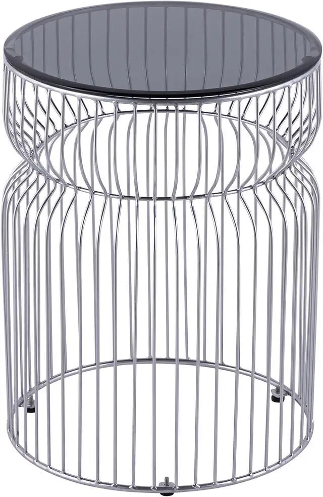 Alt view image 4 of 6 - ET901 Modern Contemporary Metal Nested base and Tinted tempered glass top material 21" Height End Table, Side Table for Living room, Chrome