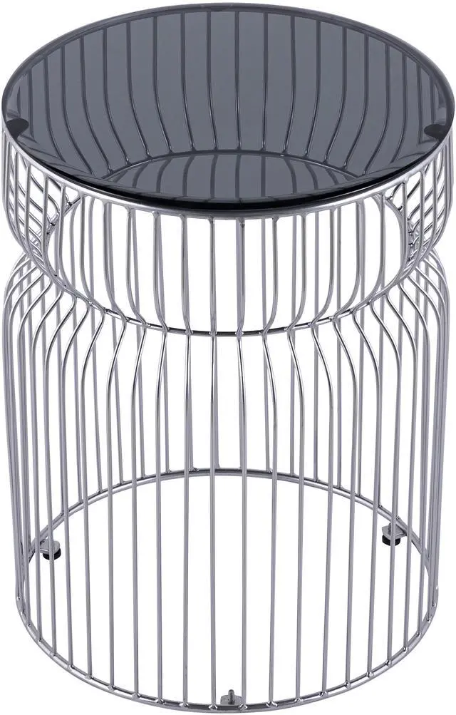Alt view image 6 of 6 - ET901 Modern Contemporary Metal Nested base and Tinted tempered glass top material 21" Height End Table, Side Table for Living room, Chrome