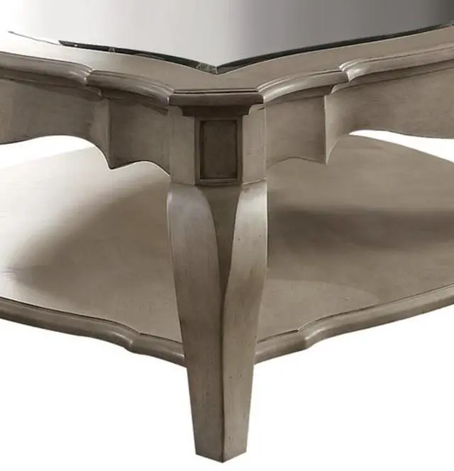 Alt view image 4 of 5 - Chelmsford Clear Glass & Antique Taupe Finish Coffee Table