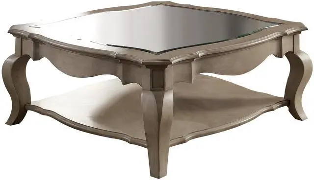 Alt view image 5 of 5 - Chelmsford Clear Glass & Antique Taupe Finish Coffee Table