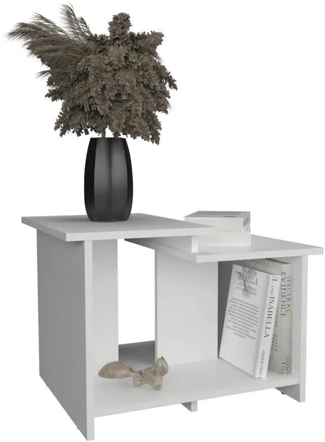 Alt view image 6 of 7 - Weman 23.6" W  Coffee Table with Open Shelf Living Room, Home Office Storage White