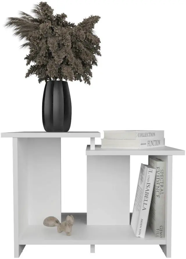 Alt view image 7 of 7 - Weman 23.6" W  Coffee Table with Open Shelf Living Room, Home Office Storage White