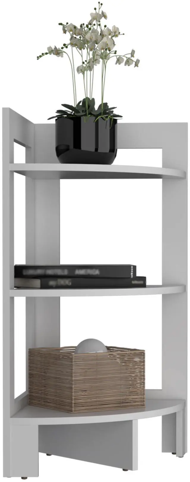 Alt view image 6 of 7 - Riga Corner 3-Tier Shelf Side Table  31.7" High , Sofa Table, End Table with Tray